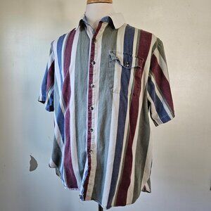 Vintage 90s Panhandle Slim Striped Western Shirt 17.5 XL